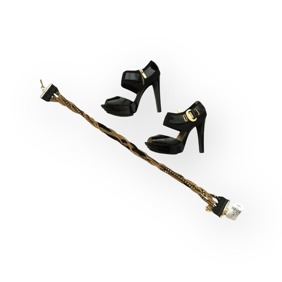 new LF ♐︎ Streets Ahead ♐︎ Adjustable Twisted Chain Belt ♐︎ Gold + Black Leather - Picture 11 of 17